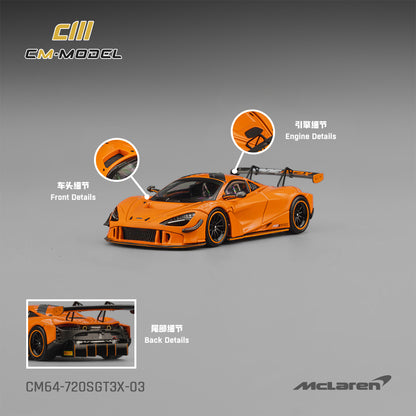 (Pre-Order)(CM64-720SGT3X-03) Mclaren 720SGT3X Papaya Orange