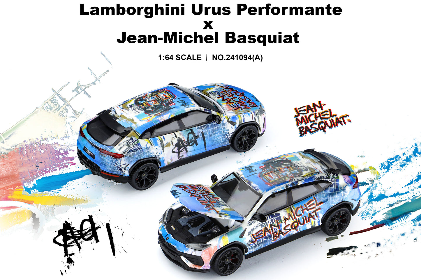 (Pre-Order) (241094(A)) Trends Hobby 1:64 Lamborghini Urus Performance x Basquiat (Matte White)