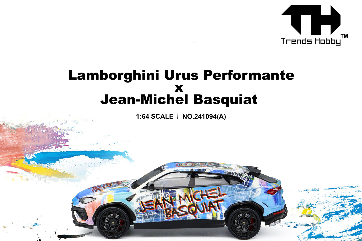 (Pre-Order) (241094(A)) Trends Hobby 1:64 Lamborghini Urus Performance x Basquiat (Matte White)