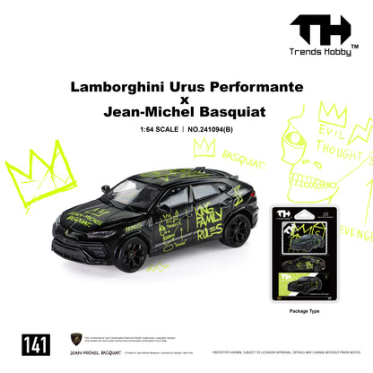 (Pre-Order) (241094(B)) Trends Hobby 1/64 Lamborghini Urus Performance x Basquiat (Matte Black)