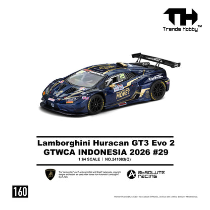 (Pre-Order) 241083(Q) Trends Hobby 1/64 Lamborghini Huracán GT3 EVO 2 GTWCA Indonesia 2026 #29