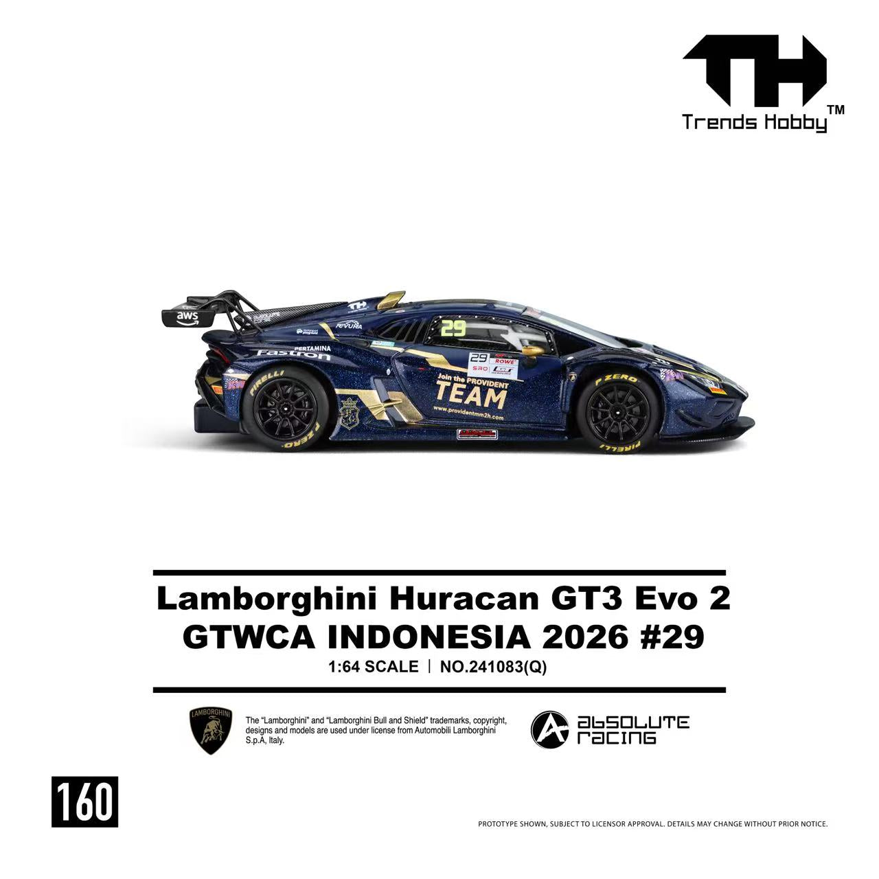 (Pre-Order) 241083(Q) Trends Hobby 1/64 Lamborghini Huracán GT3 EVO 2 GTWCA Indonesia 2026 #29