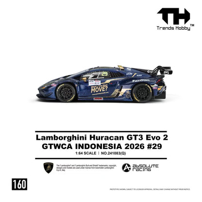 (Pre-Order) 241083(Q) Trends Hobby 1/64 Lamborghini Huracán GT3 EVO 2 GTWCA Indonesia 2026 #29