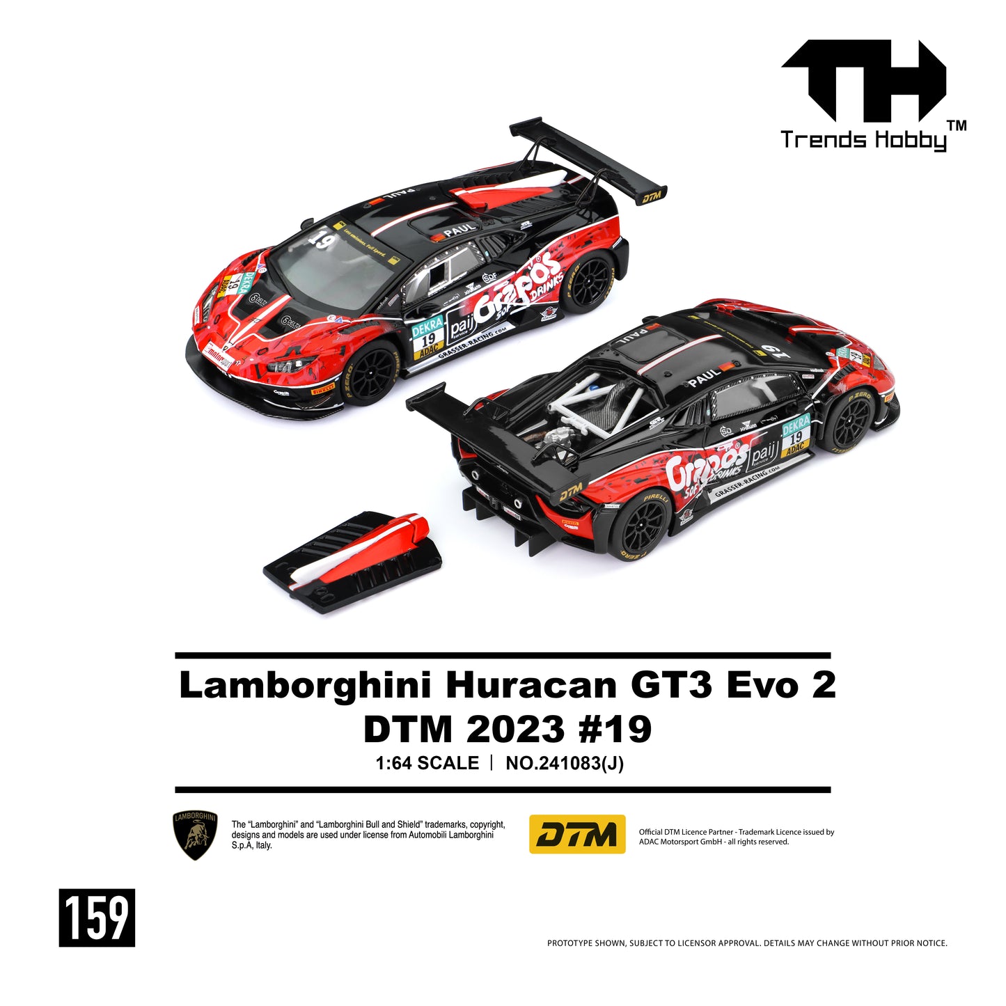 (Pre-Order) Trends Hobby 1/64 241083(J) Trends Hobby 1/64 Lamborghini Huracán GT3 EVO 2 DTM 2023 #19