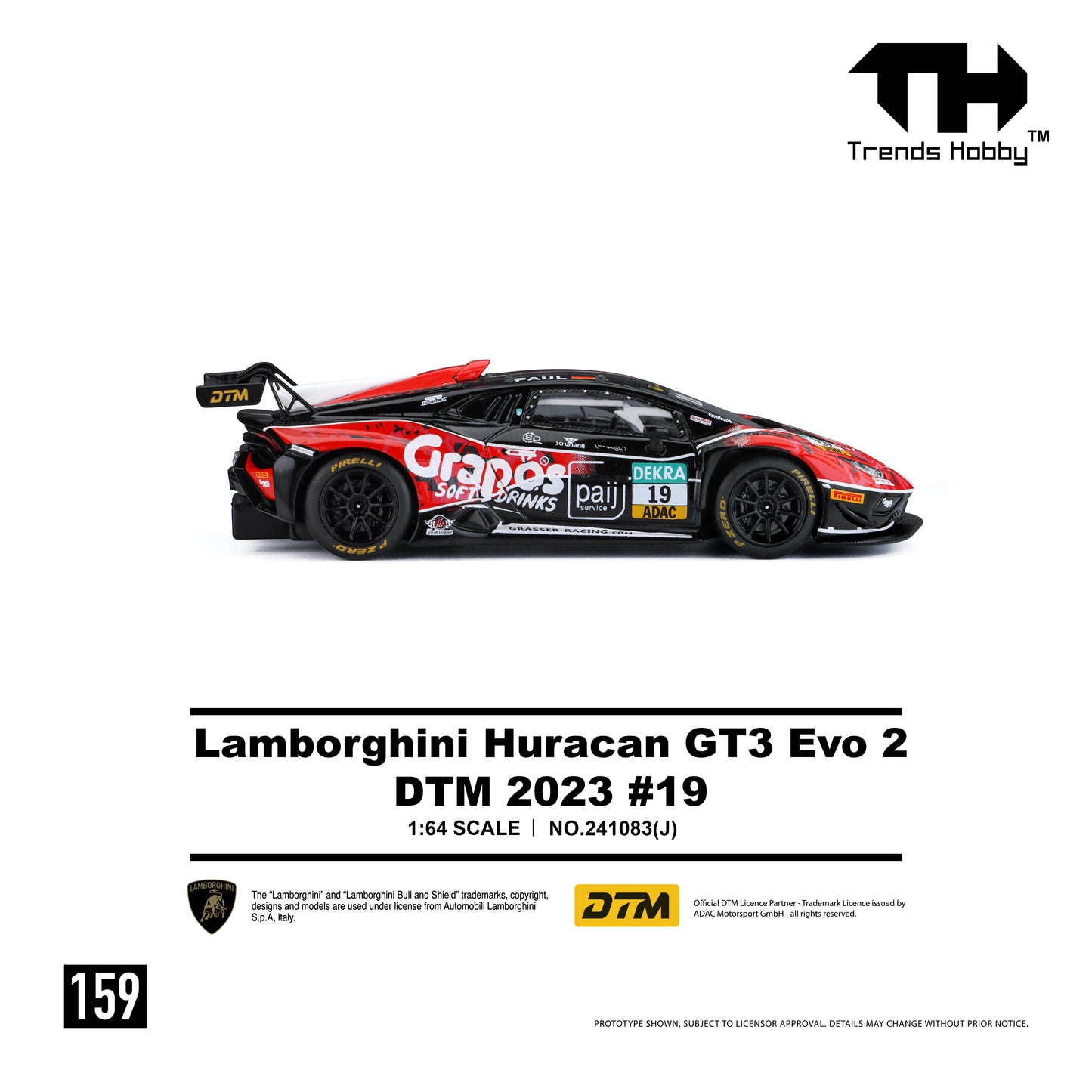 (Pre-Order) Trends Hobby 1/64 241083(J) Trends Hobby 1/64 Lamborghini Huracán GT3 EVO 2 DTM 2023 #19