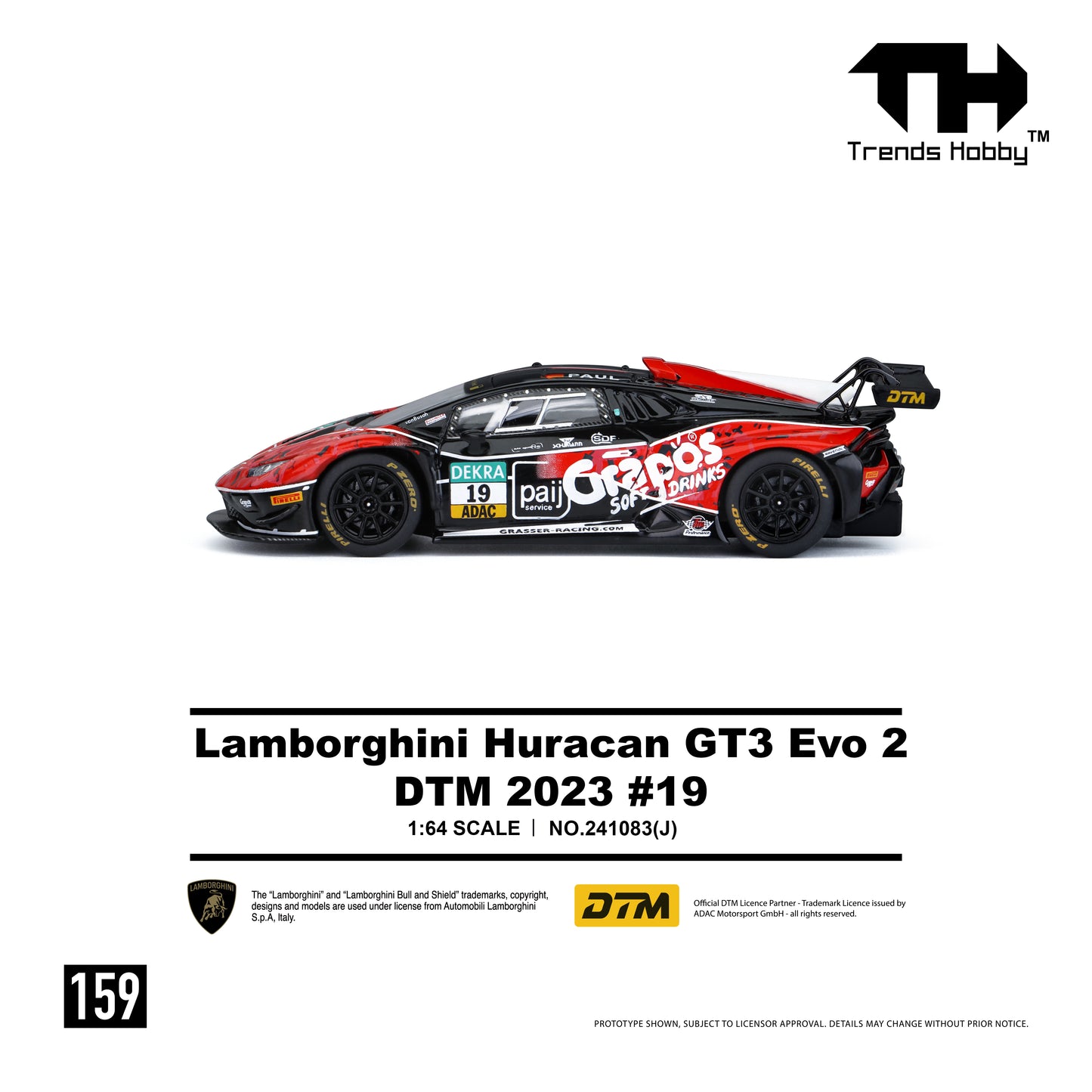 (Pre-Order) Trends Hobby 1/64 241083(J) Trends Hobby 1/64 Lamborghini Huracán GT3 EVO 2 DTM 2023 #19