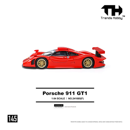 (Pre-Order) (241085(F)) Trends Hobby 1/64 Porsche 911 GT1 (Red)