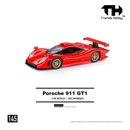 (Pre-Order) (241085(F)) Trends Hobby 1/64 Porsche 911 GT1 (Red)
