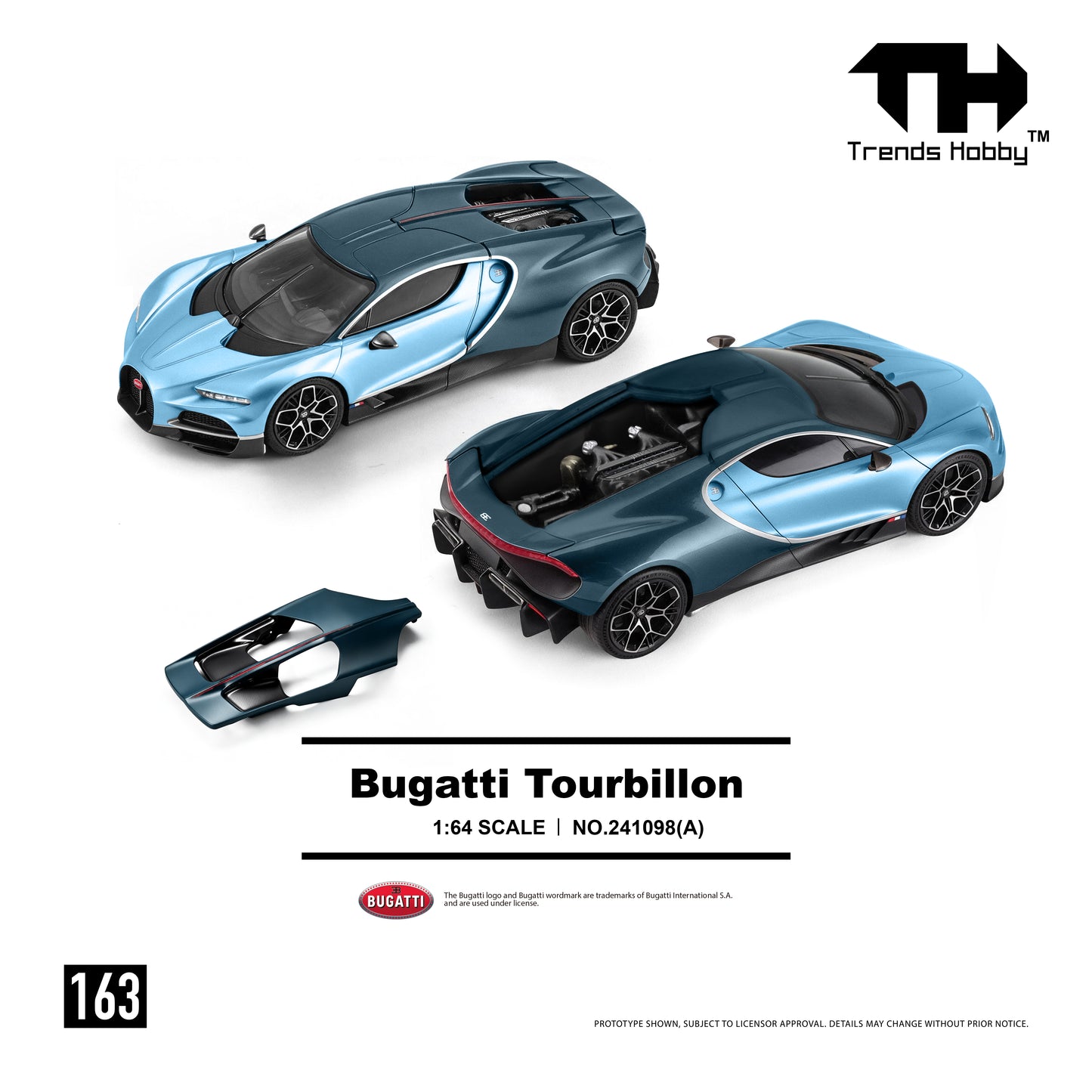 (Pre-Order) 241098(A) Trends Hobby 1/64 Bugatti Tourbillon (Blue Atlantic)