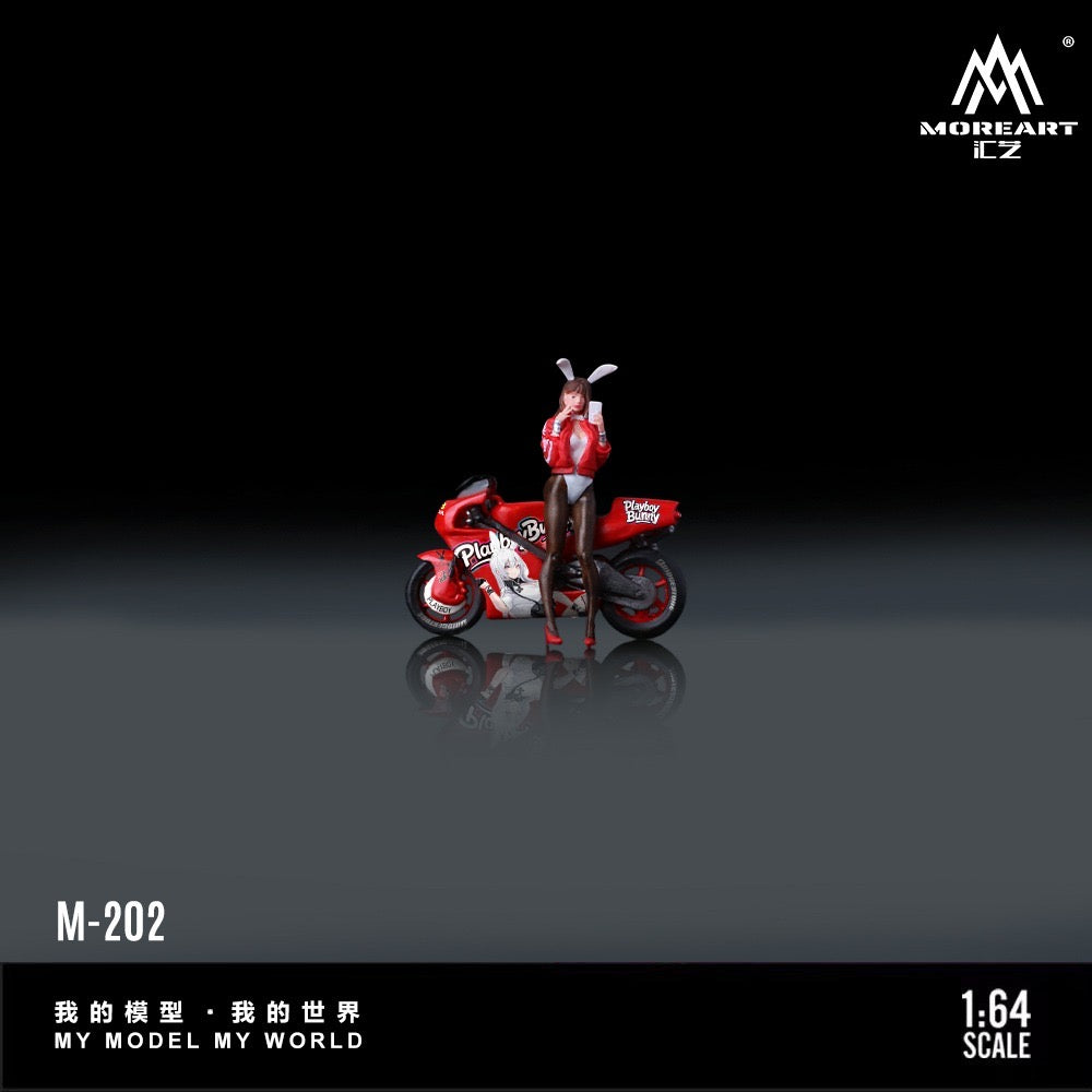 (Pre-Order) (MO222202) Honda Red Bunny Motorcycle with Figure Resin Model
