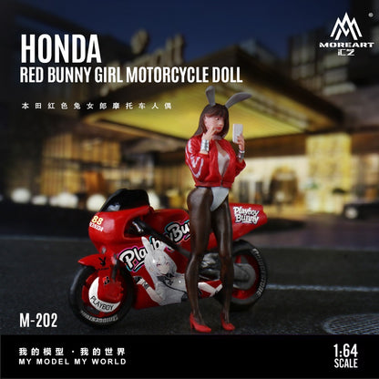 (Pre-Order) (MO222202) Honda Red Bunny Motorcycle with Figure Resin Model