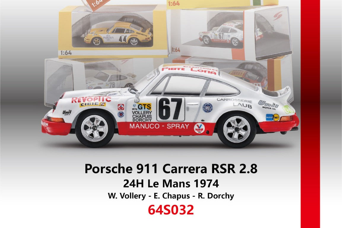 (Pre-Order) (64S032) Porsche 911 Carrera RSR 2.8 No.67 24H Le Mans 1974 - W. Vollery - E. Chapus - R. Dorchy