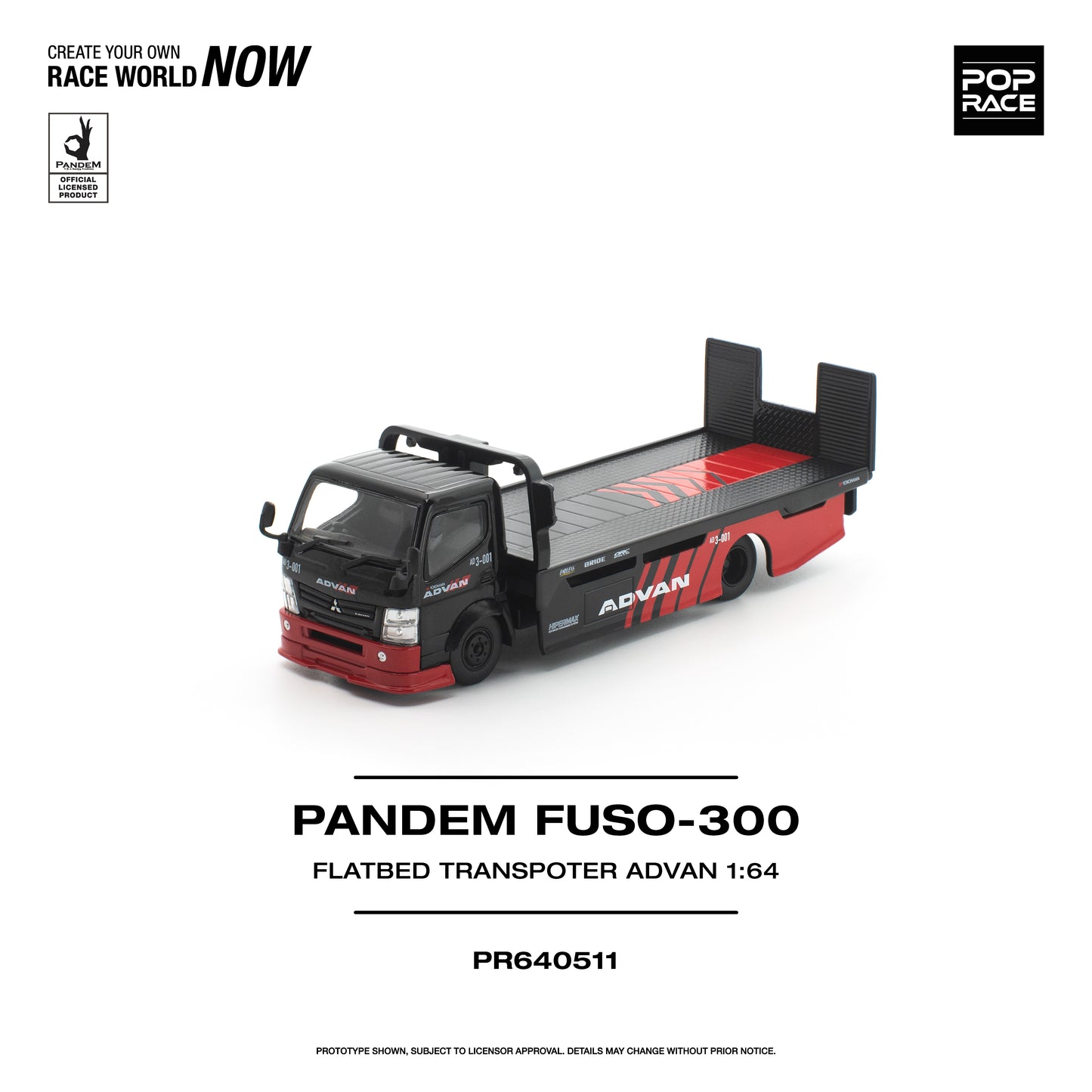 (Pre-Order) (PR640511) PANDEM FUSO 300 FLATBED TRANSPORTER - ADVAN