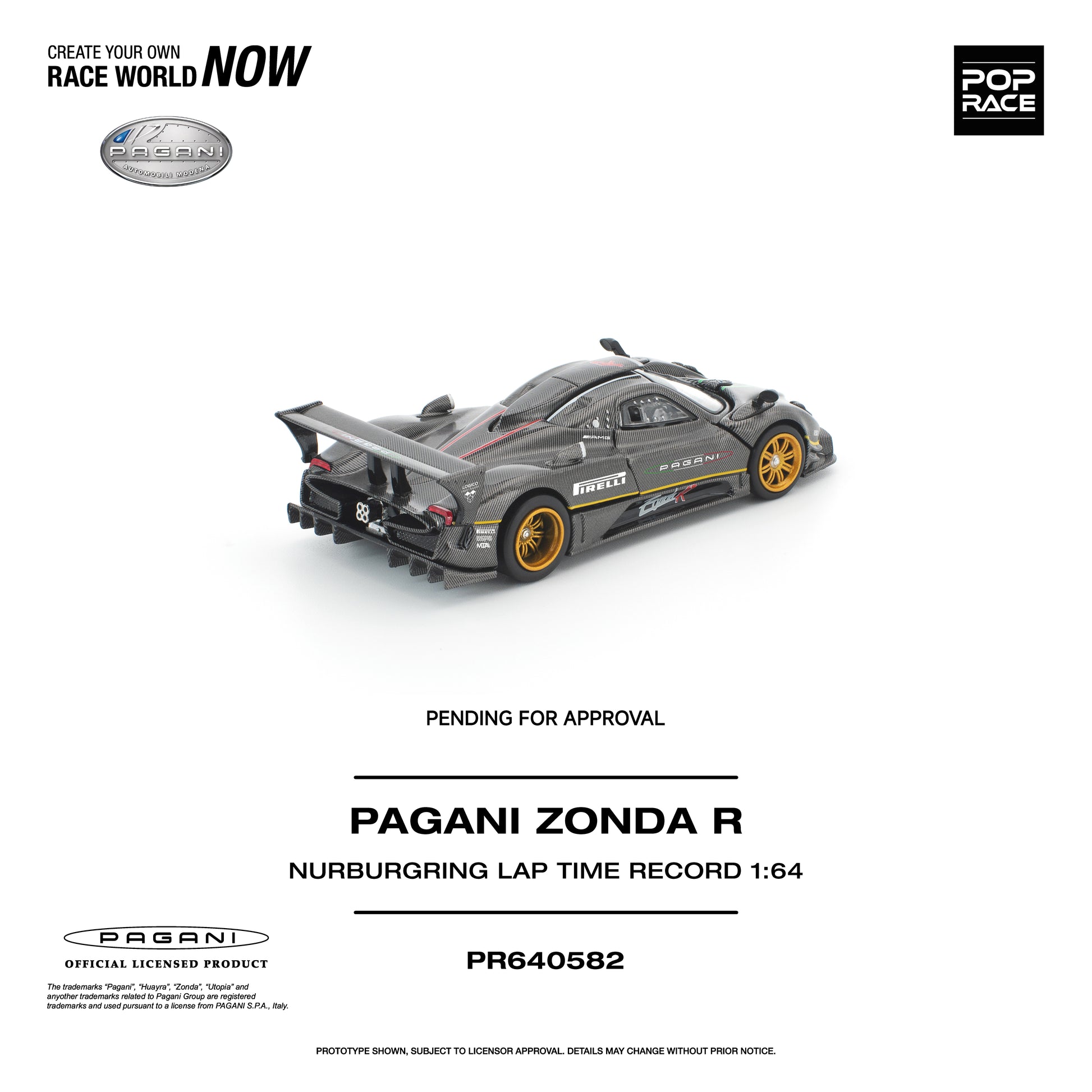 POP RACE 1:64 Pagani Zonda R Nurburgring Lap Time Record (PR640582) - Rear View