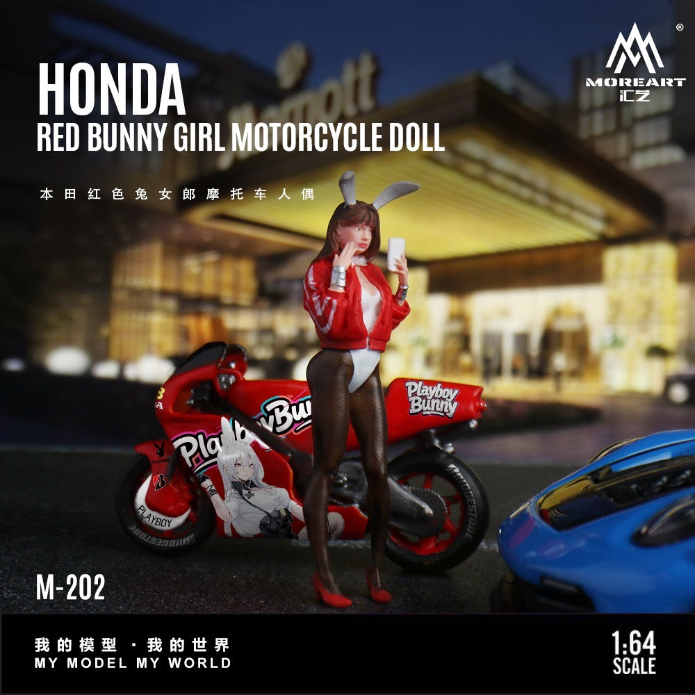 (Pre-Order) (MO222202) Honda Red Bunny Motorcycle with Figure Resin Model