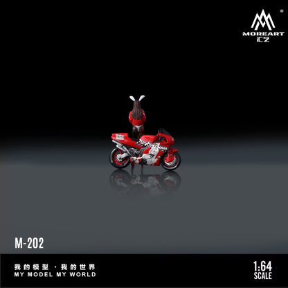 (Pre-Order) (MO222202) Honda Red Bunny Motorcycle with Figure Resin Model