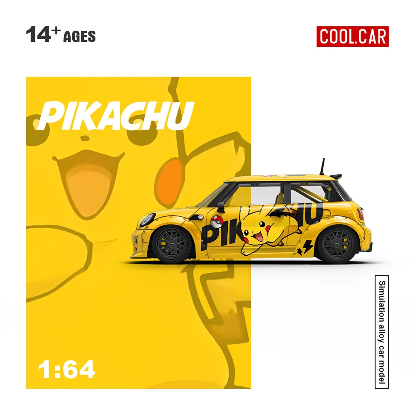 CoolCar 1:64 MINI Cooper Pikachu Painted Alloy Car Model (CC643648) - Side View