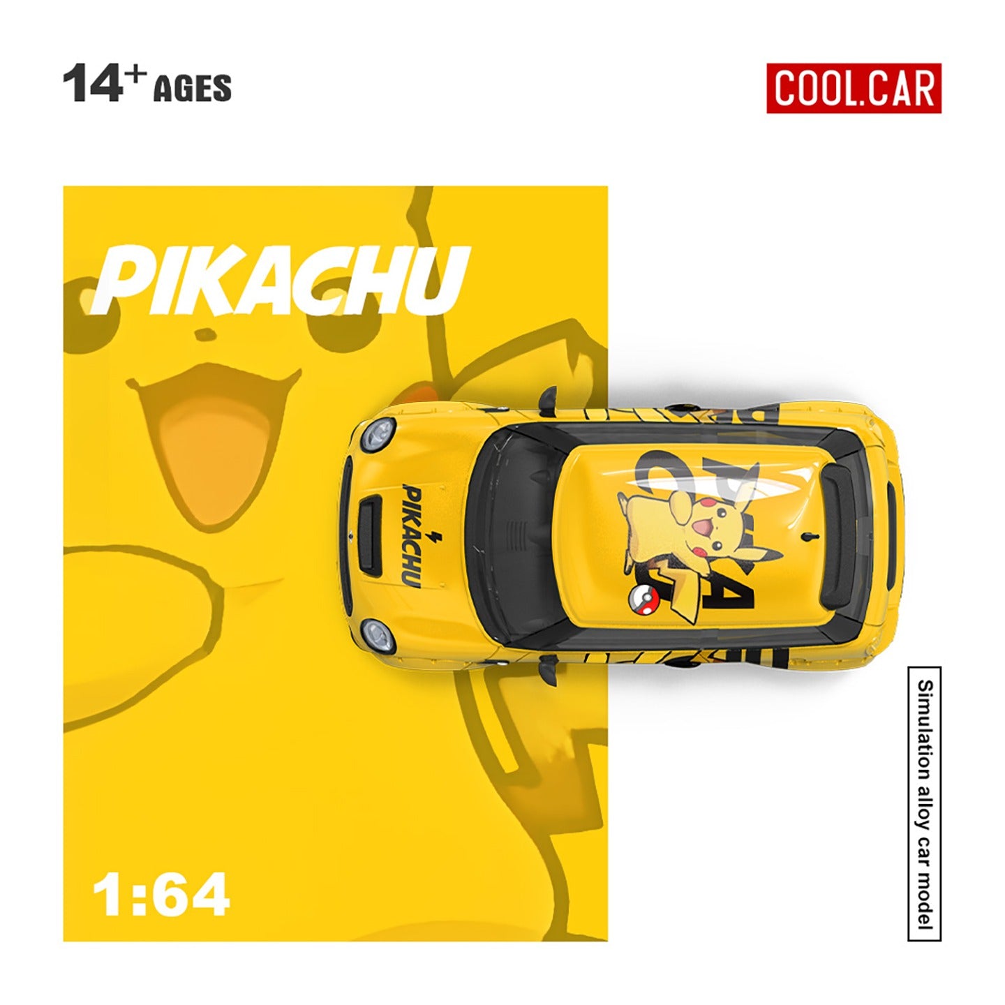CoolCar 1:64 MINI Cooper Pikachu Painted Alloy Car Model (CC643648) - Top View