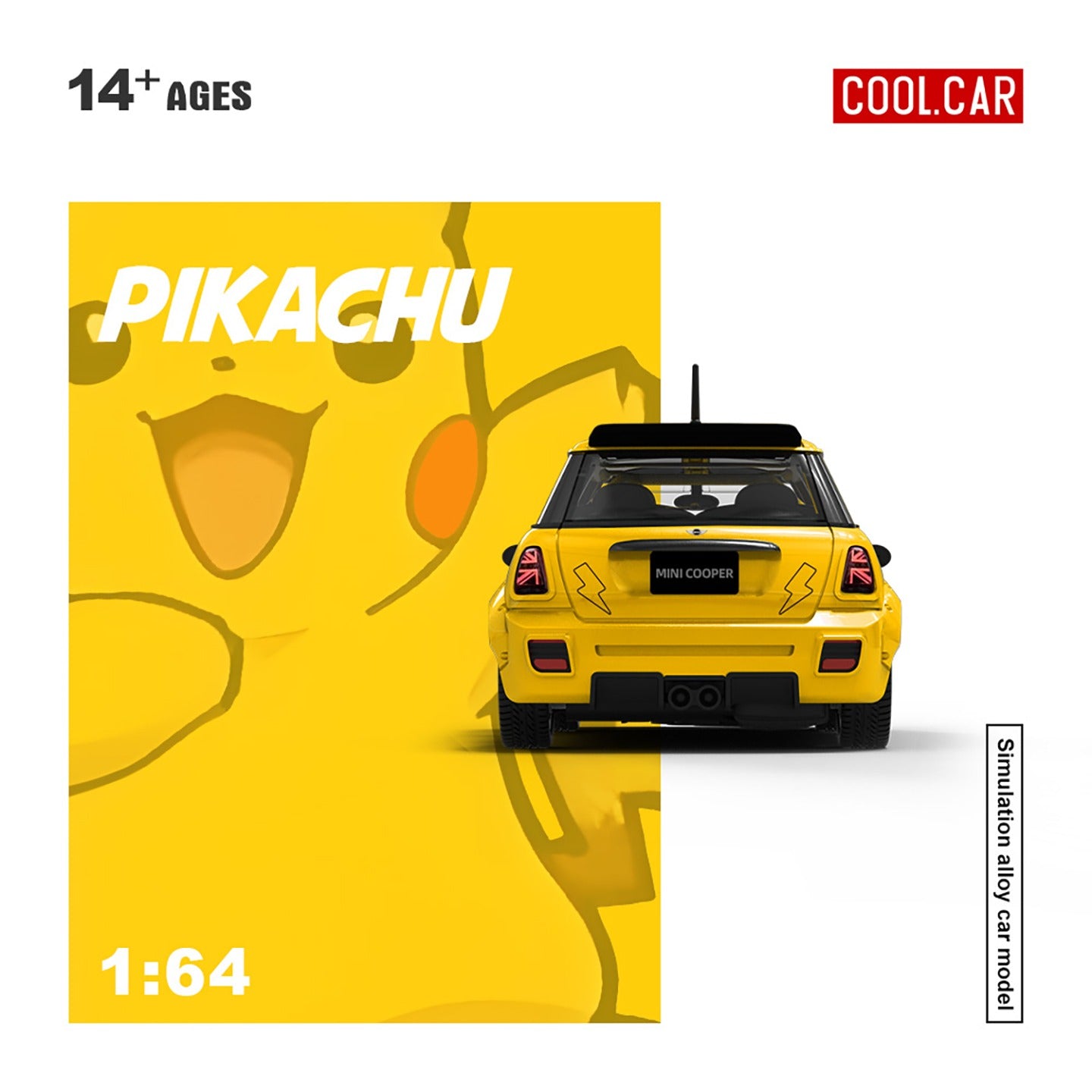 CoolCar 1:64 MINI Cooper Pikachu Painted Alloy Car Model (CC643648) - Rear View
