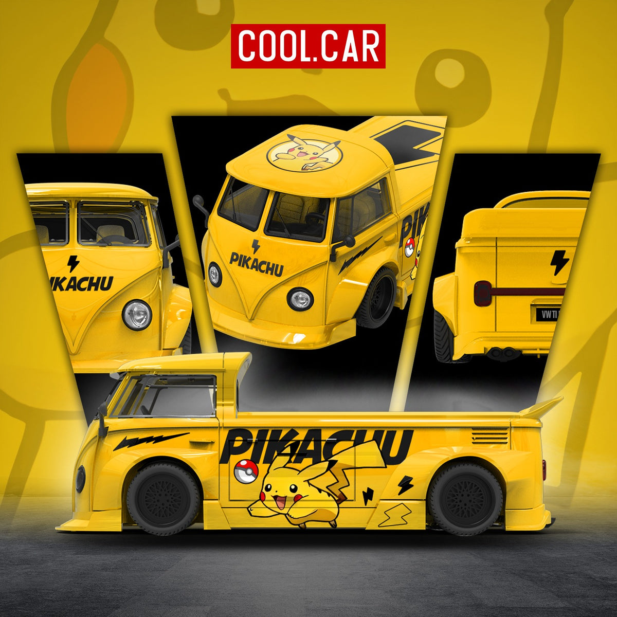 (Pre-Order)(CC643924) Volkswagen T1 pickup truck - Pikachu Livery