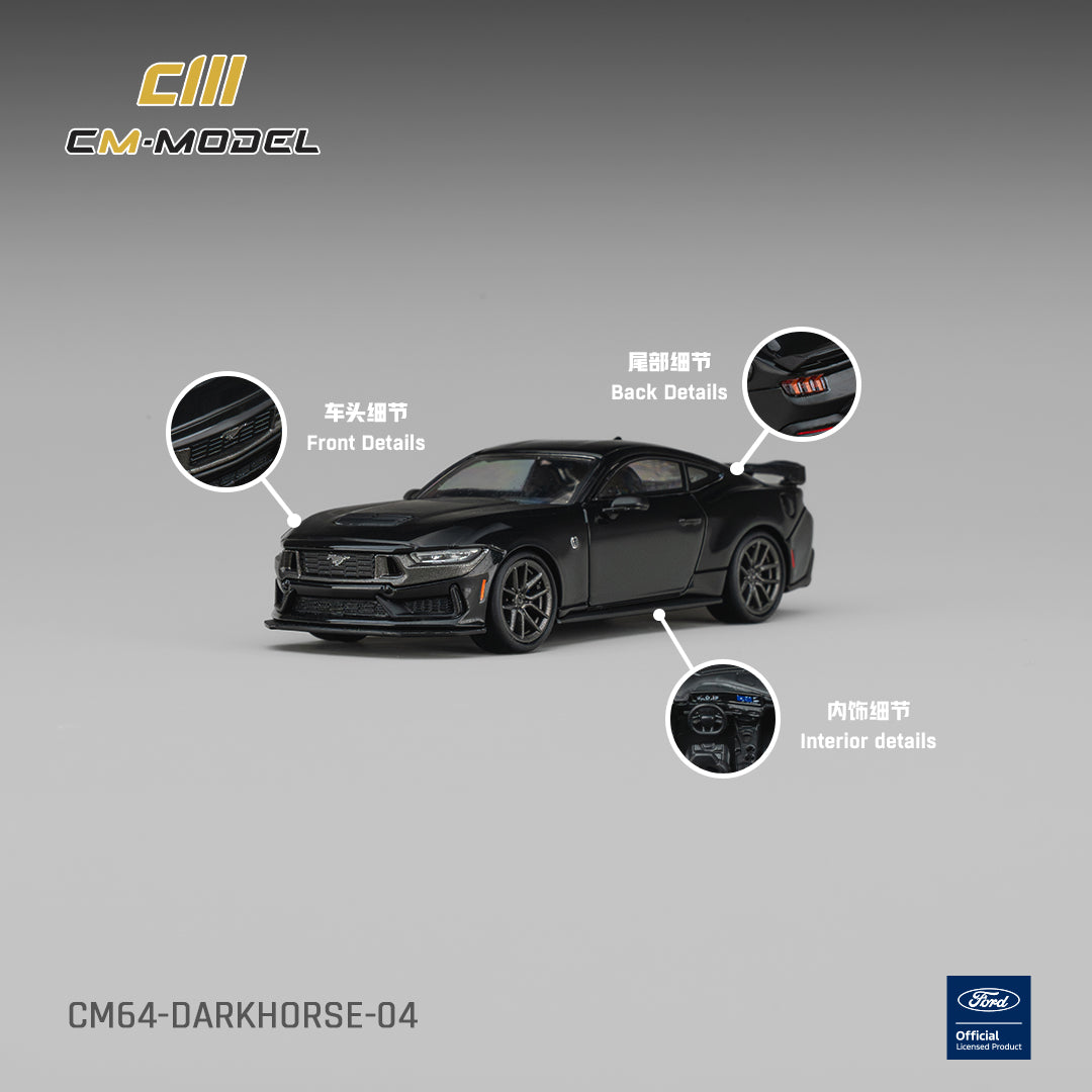 (Pre-Order) (CM64-DARKHORSE-04) Ford Mustang Darkhorse Shadow Black