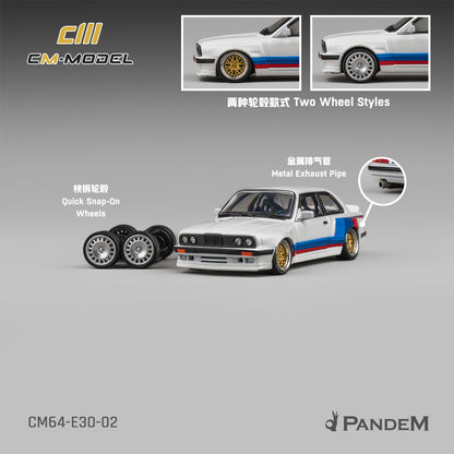 (Pre-Order)(CM64-E30-02) Pandem M3 E30 Alpine White with M Tri-Stripes