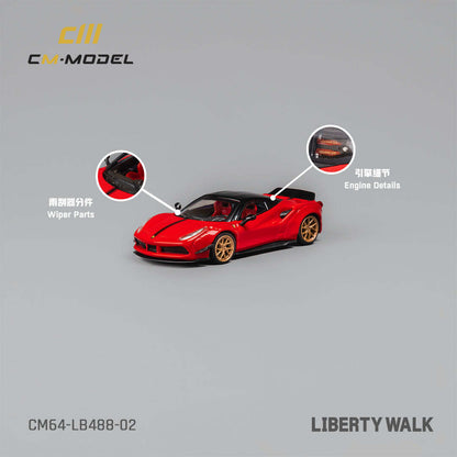 (CM64-LB488-03) LBWK Ferrari 488 Widebody Metallic red LB488