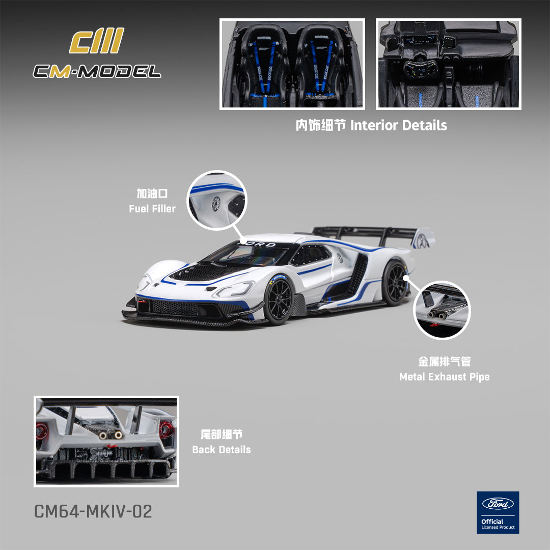 (Pre-Order) (CM64-MKIV-02) Ford GT Mk IV 
Frozen White & Sonic Blue Pearl J-1
J-1