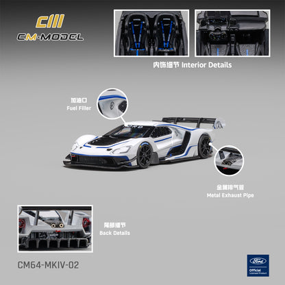 (Pre-Order) (CM64-MKIV-02) Ford GT Mk IV 
Frozen White & Sonic Blue Pearl J-1
J-1