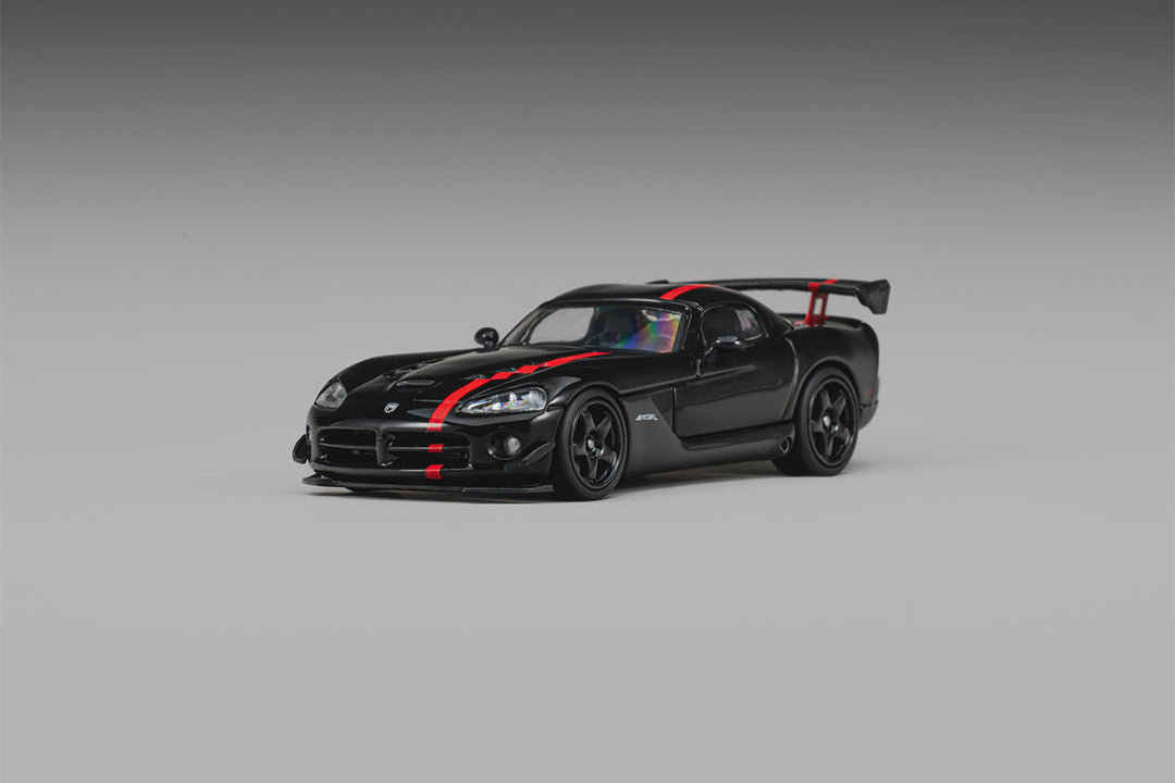 (Pre-Order) (CM64-ViperZBII-02A) Dodge Viper ACR(ZBII) Black with Red Racing Stripes
