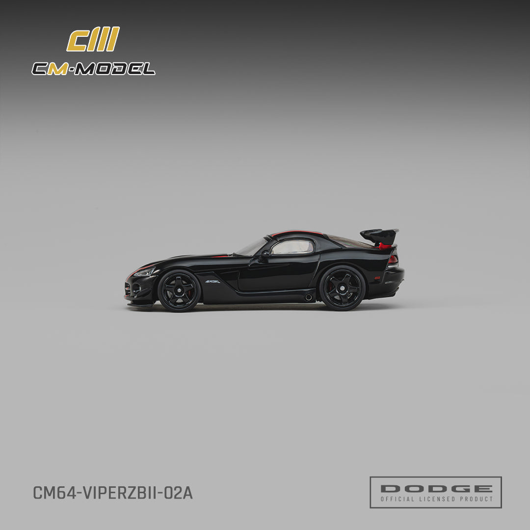 (Pre-Order) (CM64-ViperZBII-02A) Dodge Viper ACR(ZBII) Black with Red Racing Stripes