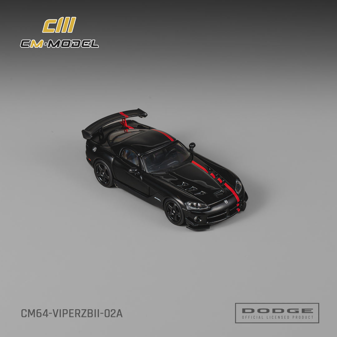 (Pre-Order) (CM64-ViperZBII-02A) Dodge Viper ACR(ZBII) Black with Red Racing Stripes