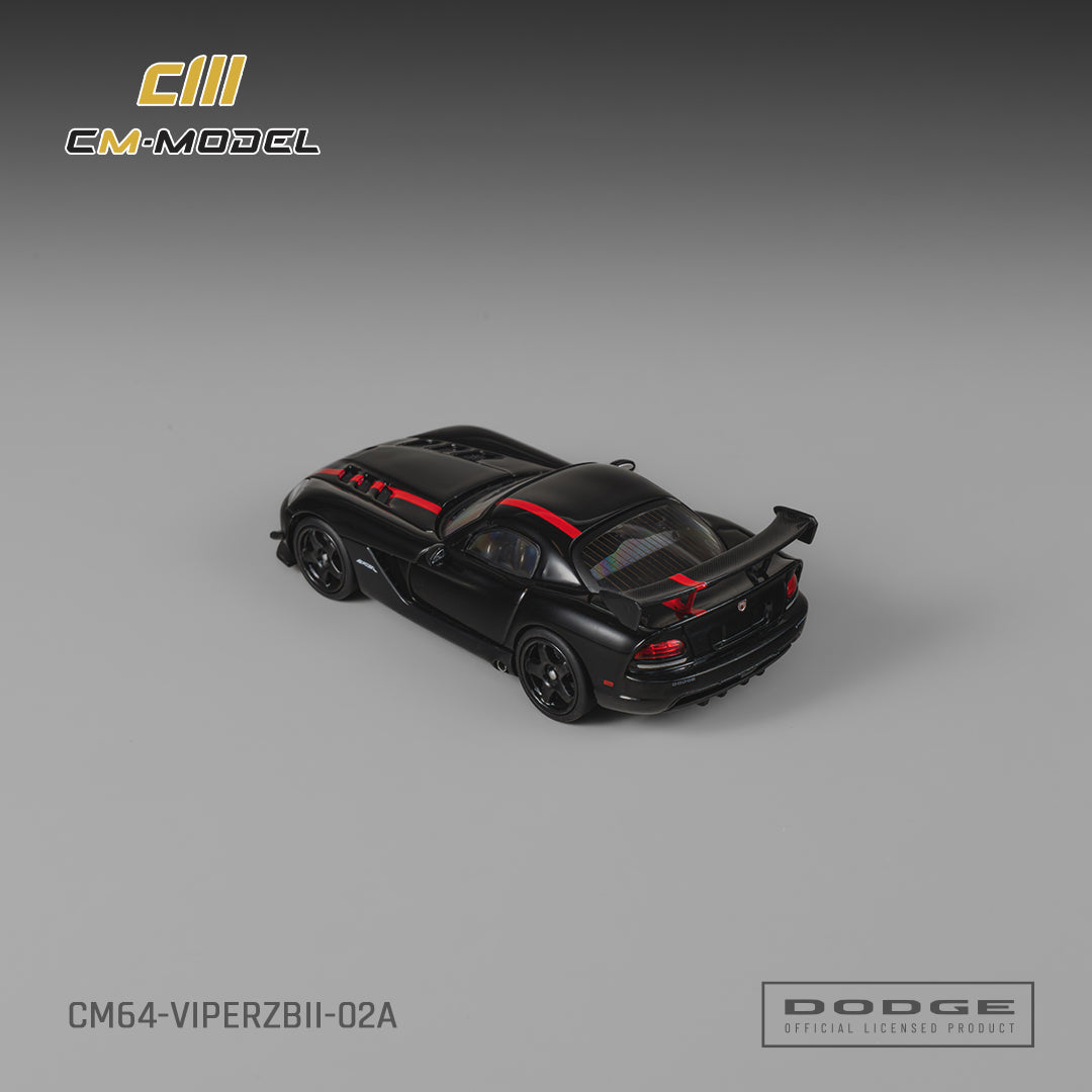 (Pre-Order) (CM64-ViperZBII-02A) Dodge Viper ACR(ZBII) Black with Red Racing Stripes