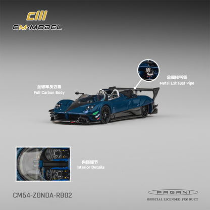 (Pre-Order)(CM64-RB-02) Pagani Zonda Revolution Barchetta Blue Fullcarbon