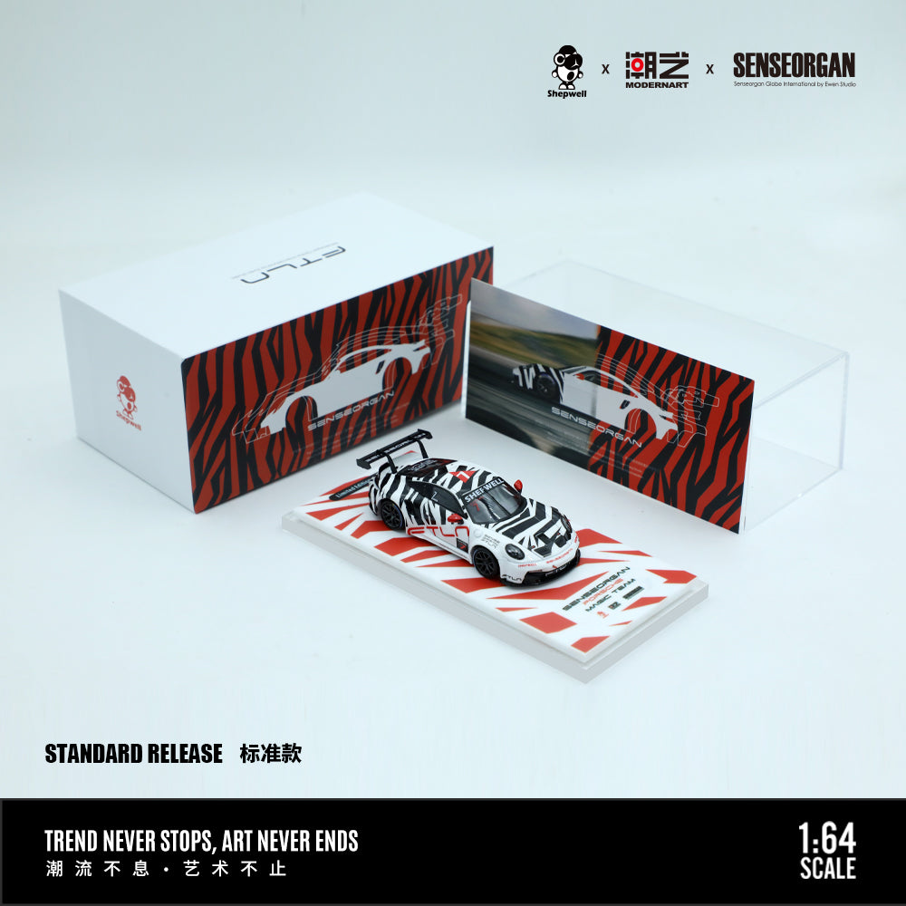 Modernart x Shepwell x Senseorgan - (MD647311) Porsche 911 CUP Black White #7 (AIT release)