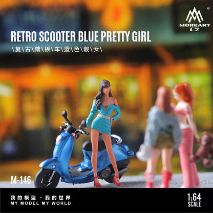 (Pre-Order) (MO222146) Retro Scooter & Female Figurine Set (Blue)