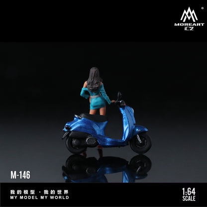 (Pre-Order) (MO222146) Retro Scooter & Female Figurine Set (Blue)