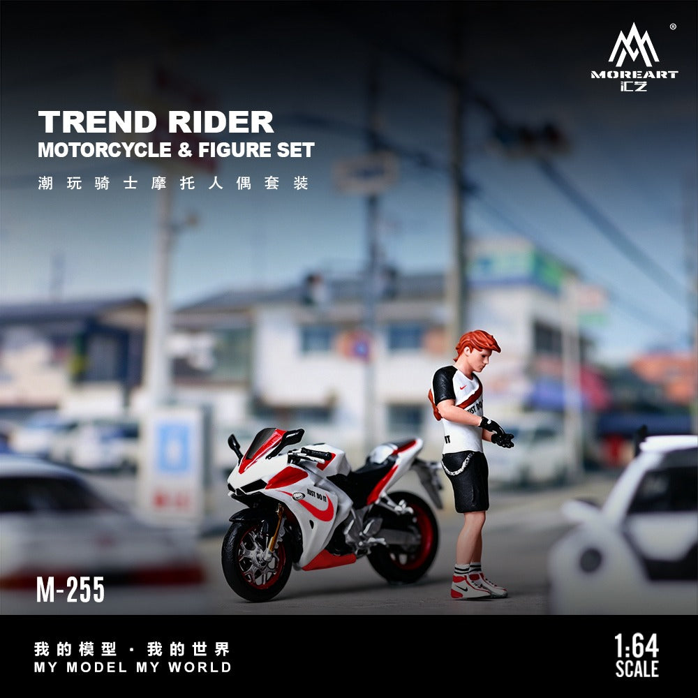 (MO222255) MoreArt 1:64 Action Figure Motorcycle Hero Set Resin - Front View 