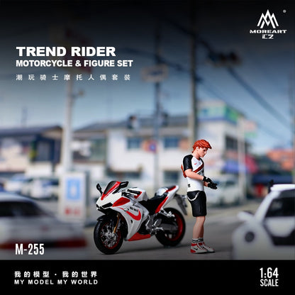 (MO222255) MoreArt 1:64 Action Figure Motorcycle Hero Set Resin - Front View 