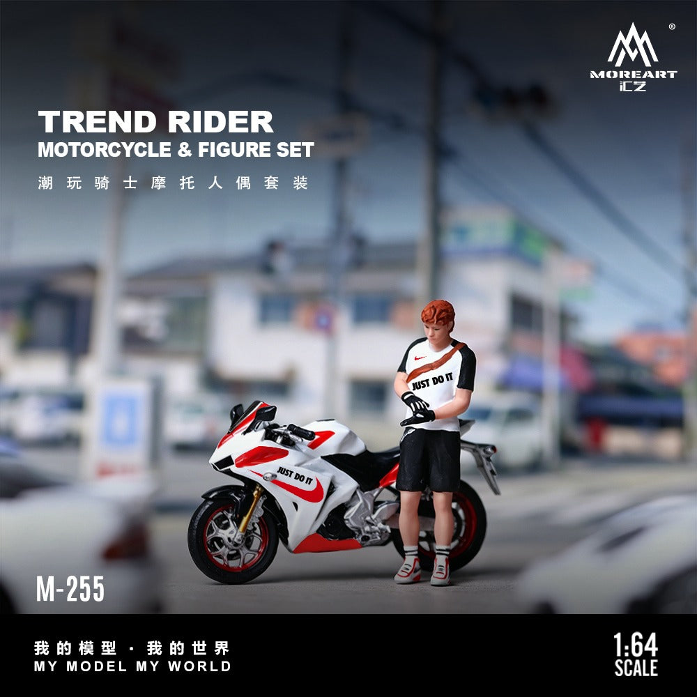 (MO222255) MoreArt 1:64 Action Figure Motorcycle Hero Set Resin - Side View 