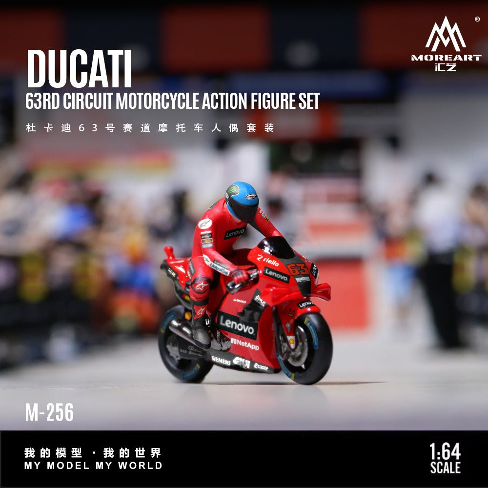 (MO222256) Ducati 63 Racing Motorcycle Figure Set Resin Model - Front View 