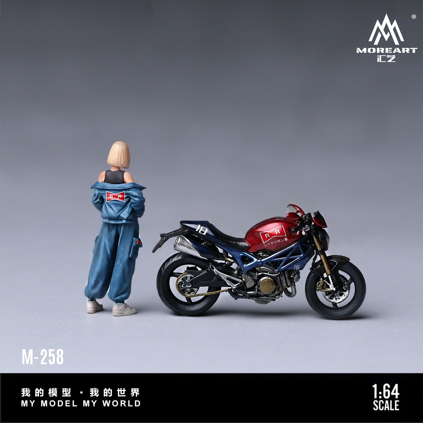 MoreArt 1:64 Red Ribbon Legion Artificial Human No. 18 Motorcycle Figure Set Resin (MO222258) - Rear View