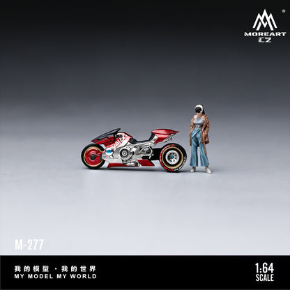 (Pre-Order) (MO222277) Cyber Cool Red and Silver Motorcycle Figure Set Resin Model