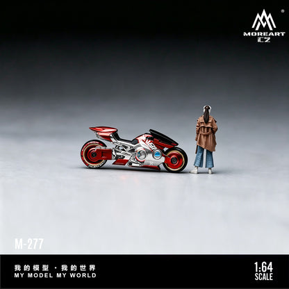 (Pre-Order) (MO222277) Cyber Cool Red and Silver Motorcycle Figure Set Resin Model