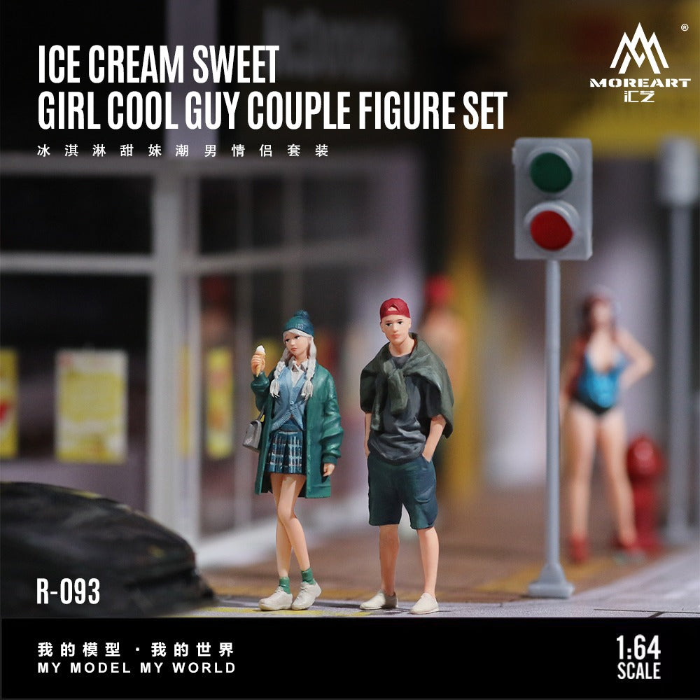 (Pre-Order) (MO223093) Ice Cream Sweet Girl and Trendy Boy Couple Set Realistic Resin Model