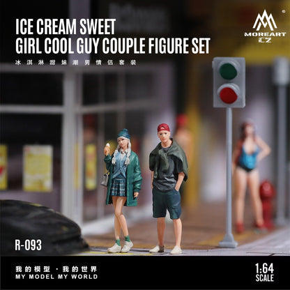 (Pre-Order) (MO223093) Ice Cream Sweet Girl and Trendy Boy Couple Set Realistic Resin Model