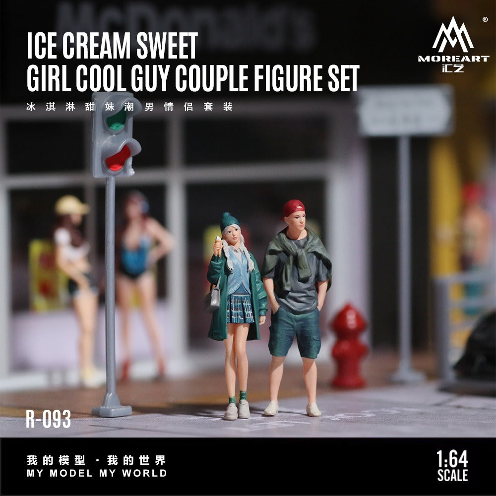 (Pre-Order) (MO223093) Ice Cream Sweet Girl and Trendy Boy Couple Set Realistic Resin Model