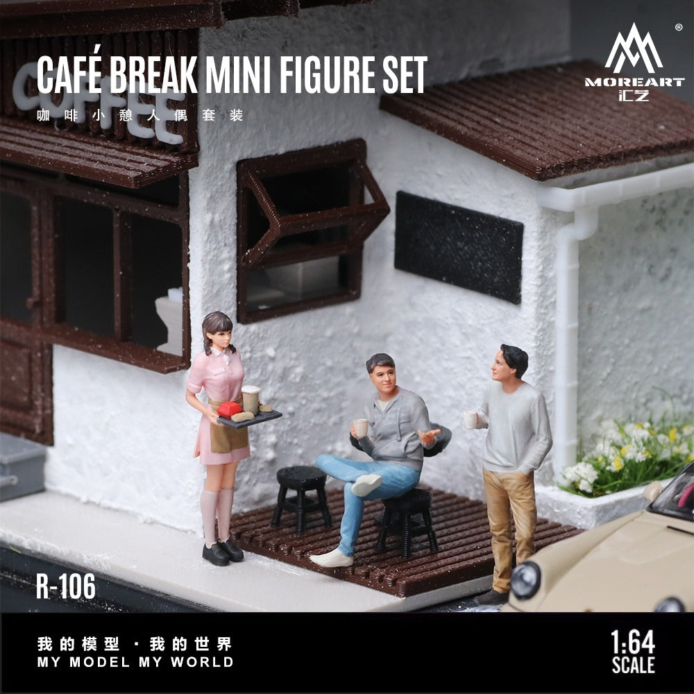 A miniature model set labeled 'CAFE BREAK MINI FIGURE SET' 