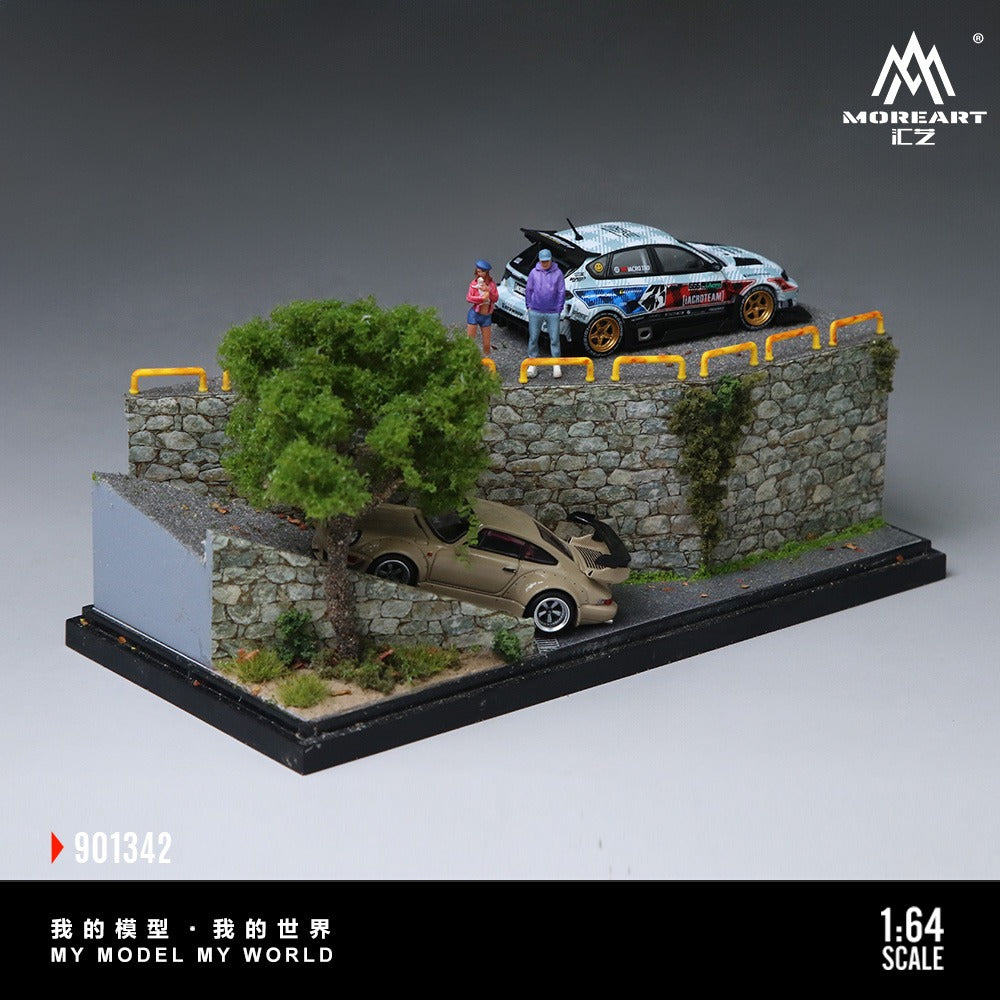 (MO901342) MoreArt 1:64 Old Neighborhood Slope Miniature Scene Series Models - Front View with Demonstration 