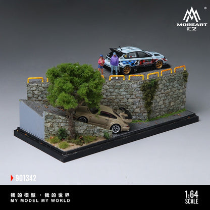 (MO901342) MoreArt 1:64 Old Neighborhood Slope Miniature Scene Series Models - Front View with Demonstration 